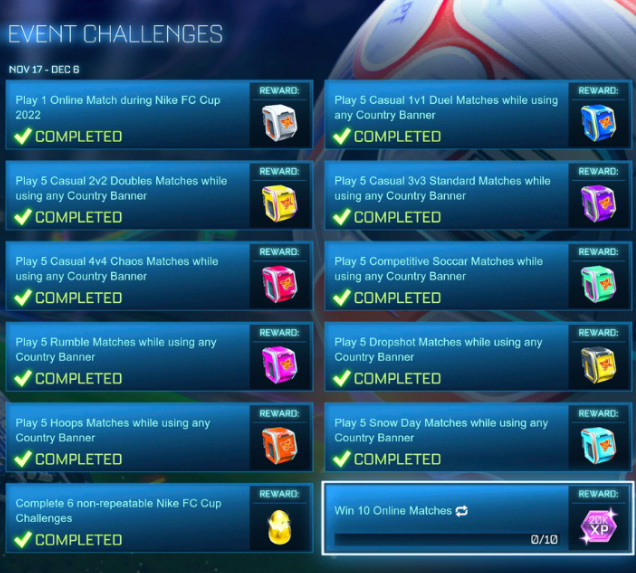 Challenge List for FC CUP