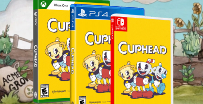 Cuphead featured image with Nintendo switch, ps4, and the Xbox one physical editions.
